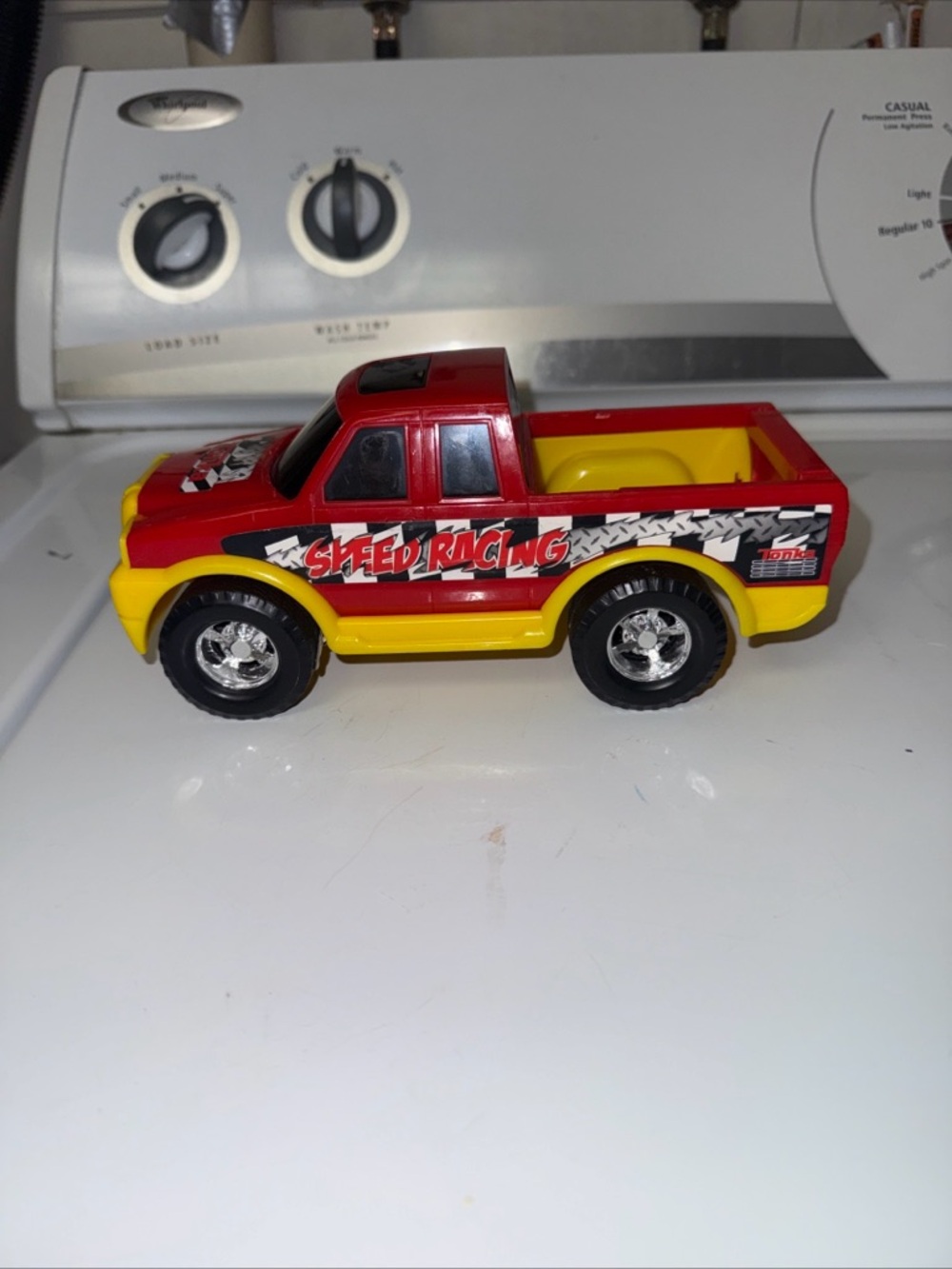 Vintage Hasbro Tonka Speed Racing Pickup Truck 8” Red And Yellow Plastic
